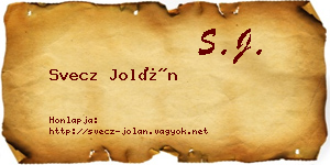 Svecz Jolán névjegykártya