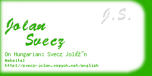 jolan svecz business card